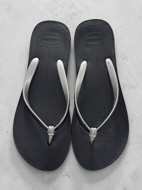 Havaianas Slim Flip‑Flops Black with Silver Straps Women’s Sandals